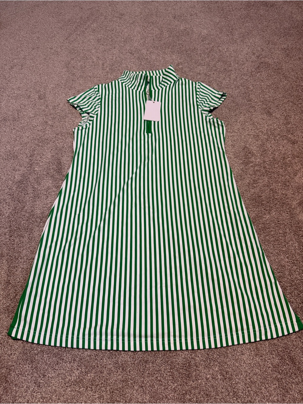 Green and White Striped Women’s Dress - Mary Square
